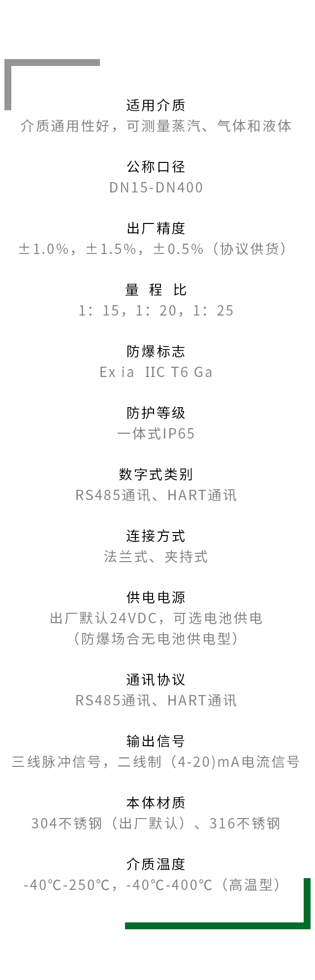 數(shù)字式渦街流量計參數(shù)